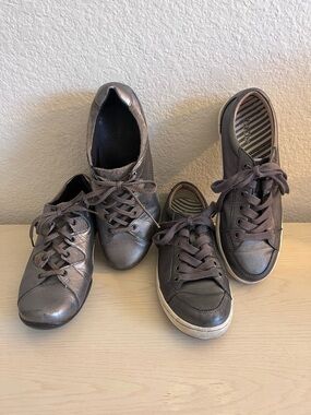 Taos Footwear Metallic Gray Lace-Up Sneakers BUNDLE 2 Pairs 1 Price!